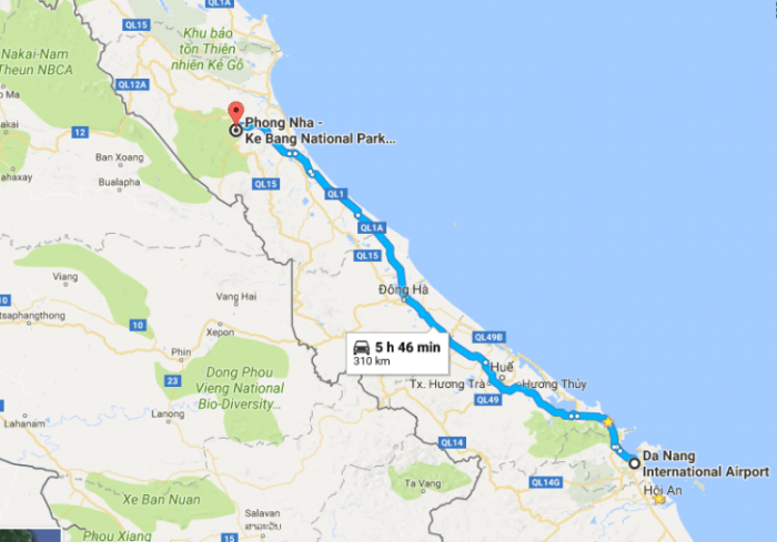 Danang airport to Phong Nha by private car