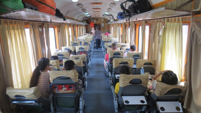 Our train to Danang from Hue – soft seat $4 per ticket.