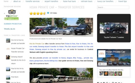 Hoian Private Car homepage