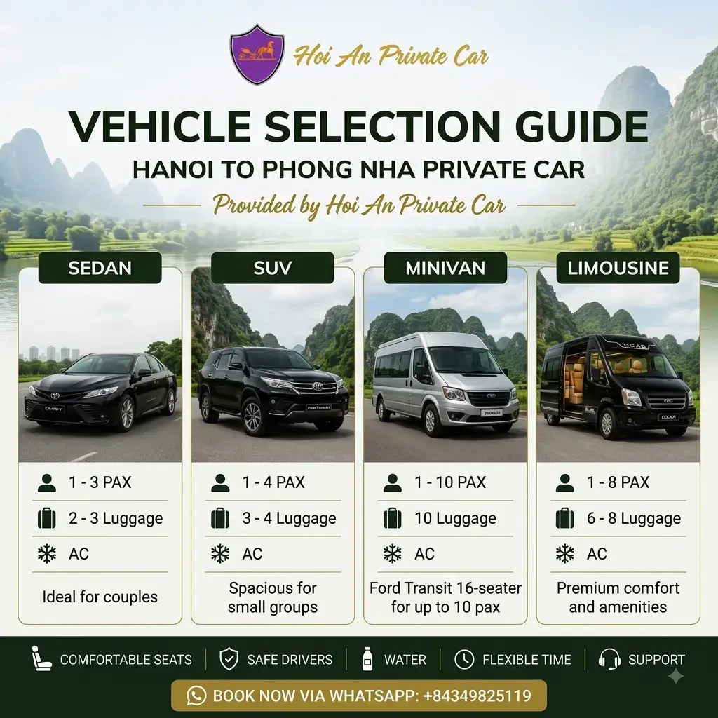 Hanoi to Phong Nha Private Car - Hoi An Private Car