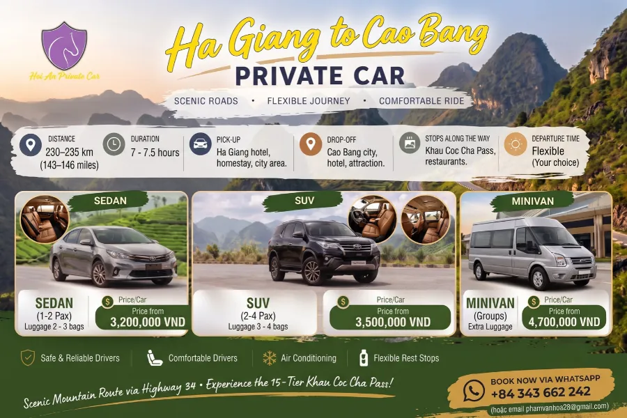 Ha Giang To Cao Bang Private Car - Hoi An Private Car